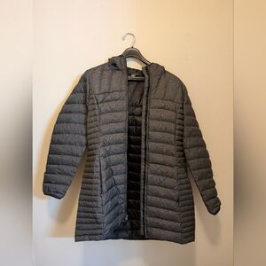 Eddie Bauer Women Astoria Hooded Down Parka Dark Charcoal Heather Grey Large Reg